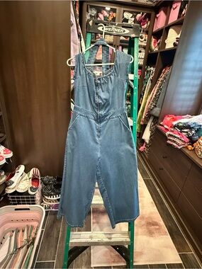 Guess Blue Denim Zip-Front Women's Jumpsuit